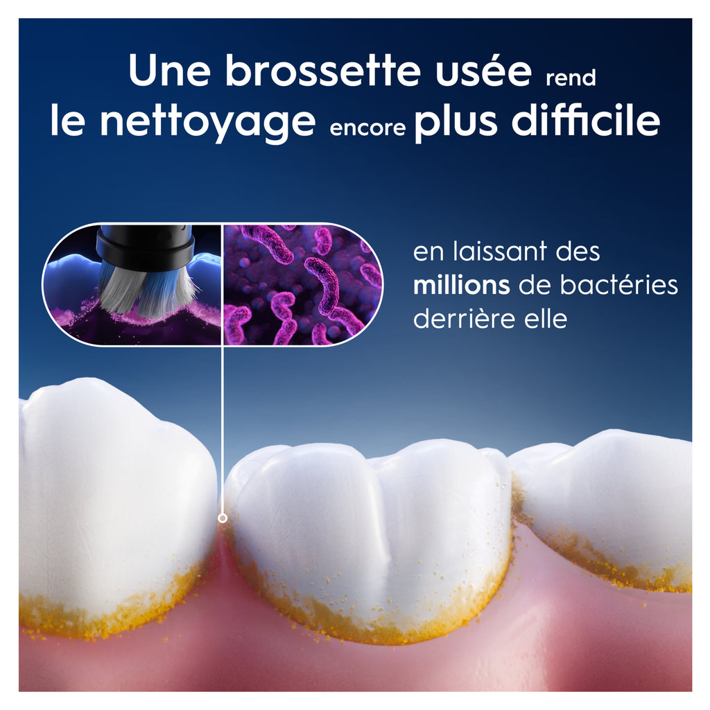 Oral-B iO Pack de 3 Brossettes de Rechange Gentle Care Blanches, Brossage Le Plus Doux, Conviennent Aux Gencives Sensibles, Brossette Pour Les Brosses A Dents Electriques Oral B iO