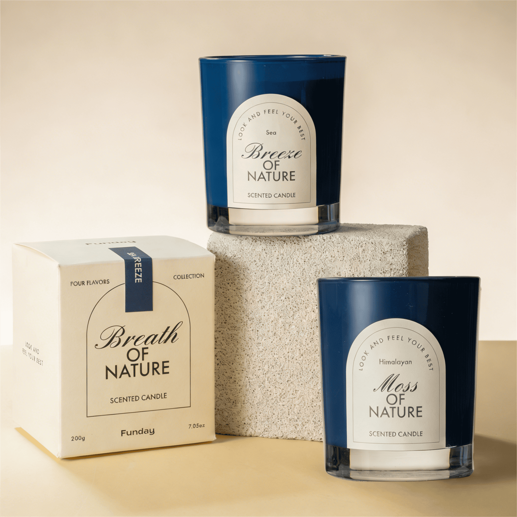 Zooly Bougie parfumée en pot à fond épais - Souffle de nature, Brise marine (Bleu), 200 g, 1 pièce