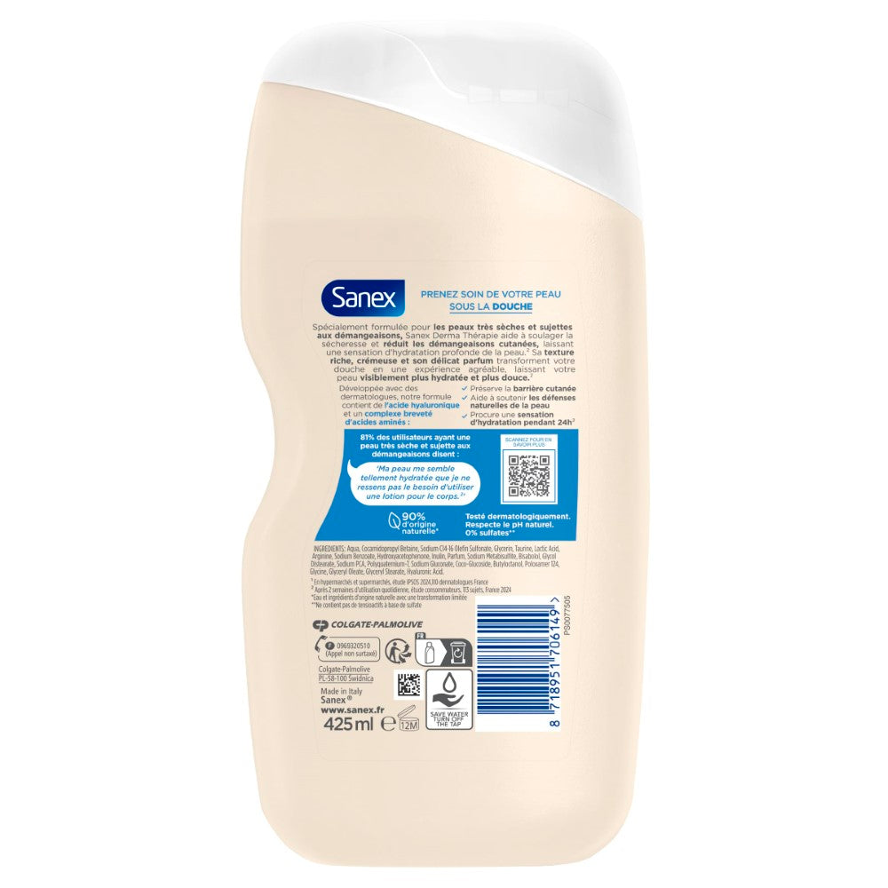 Sanex - Gel douche - Derma Thérapie - Anti-démangeaison & irritation - 425ml