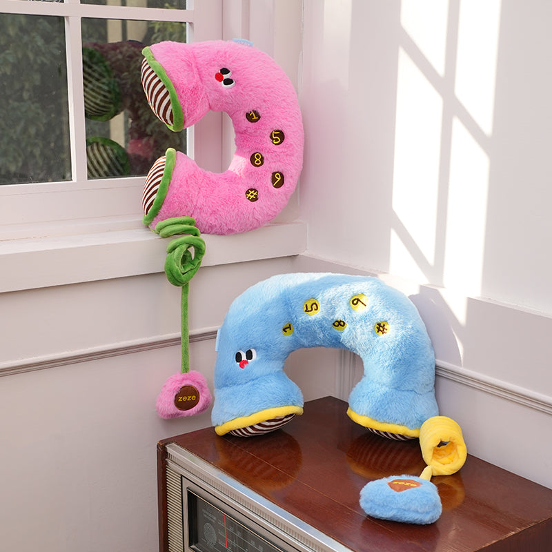 ZEZE Coussin pour chat en forme de téléphone rétro - Rose/vert