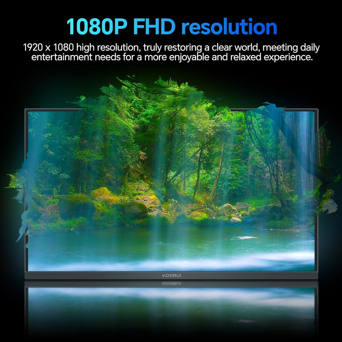 KOORUI E2212F Moniteur d'ordinateur FHD 21,45 pouces, Moniteur de bureau 1920×1080 panneau VA 100 Hz Adaptive-Sync, 99 % sRGB, Contraste statique 3000:1