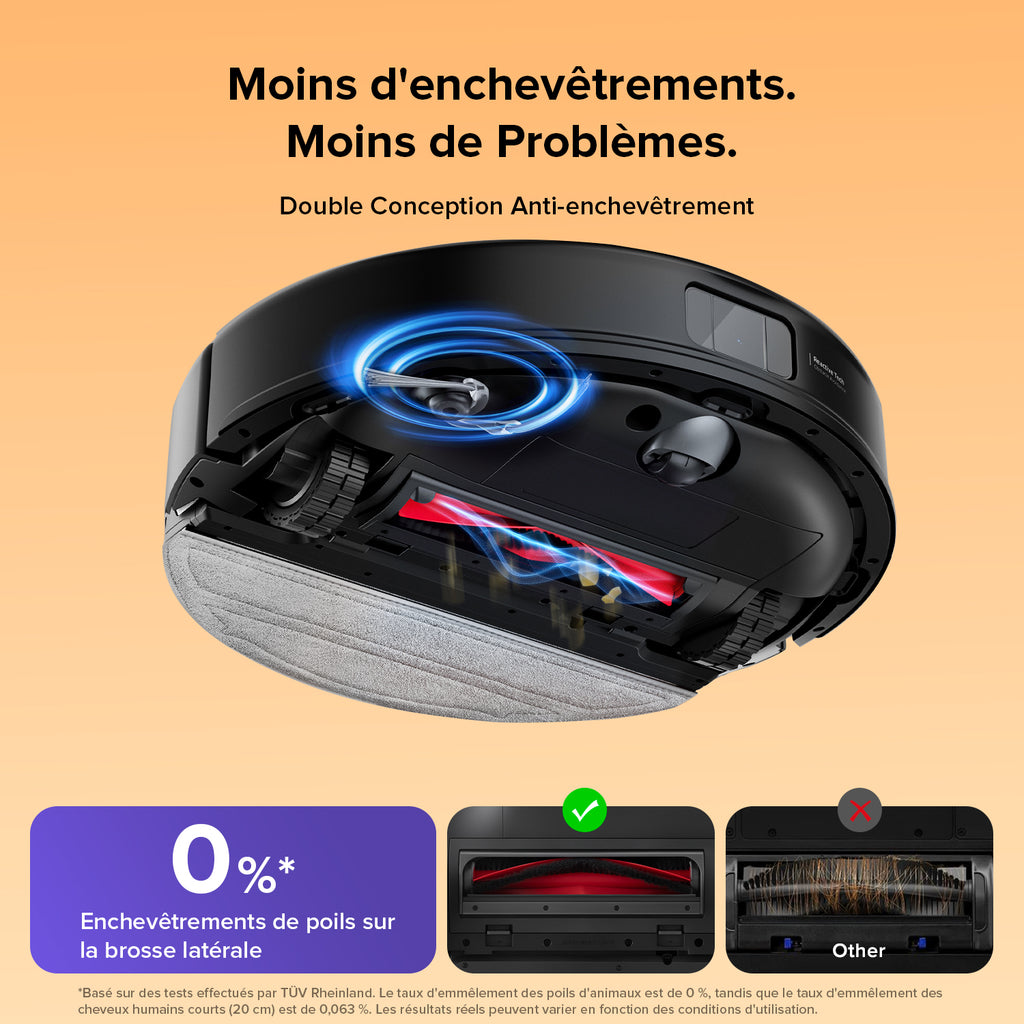 Kit aspirateur robot Roborock Q10 S5 avec fonction de lavage, Puissance d'aspiration HyperForce de 10 000 Pa, Double système anti-emmêlement, Lavage par soulèvement automatique