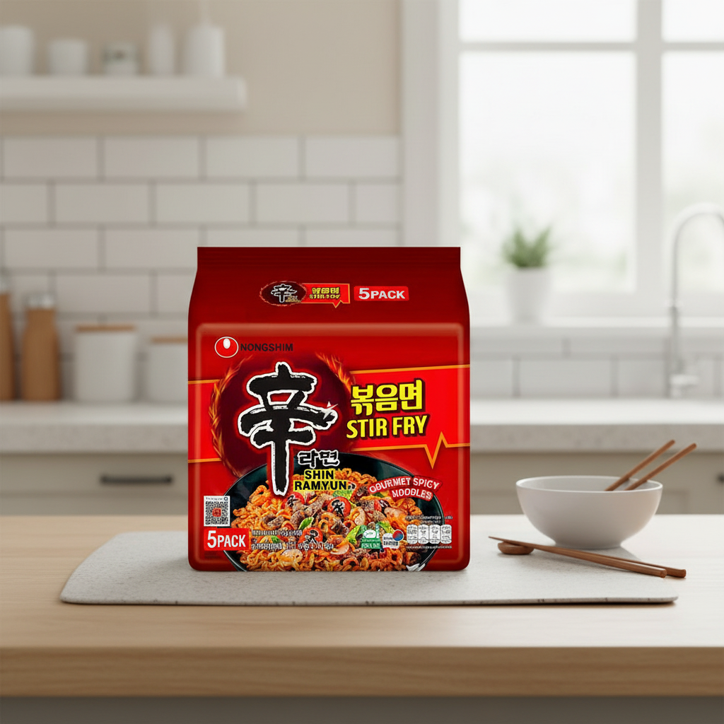 Nongshim Shin Ramyun Nouilles instantanées épicées à sauter - 5 x 130 g