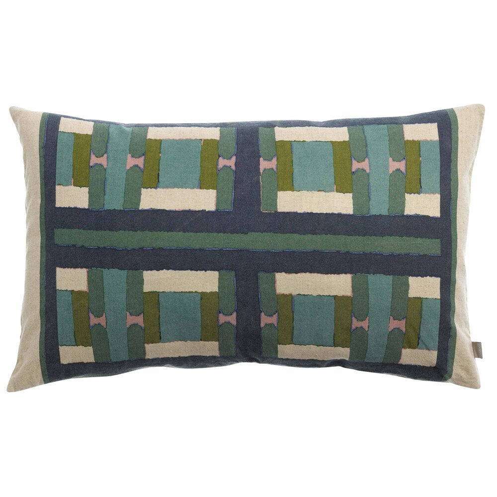 Housse de coussin imprimee taho vert de gris