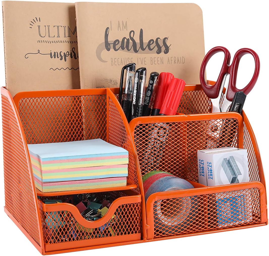 Senhoglb Organisateur de bureau en maille - Orange