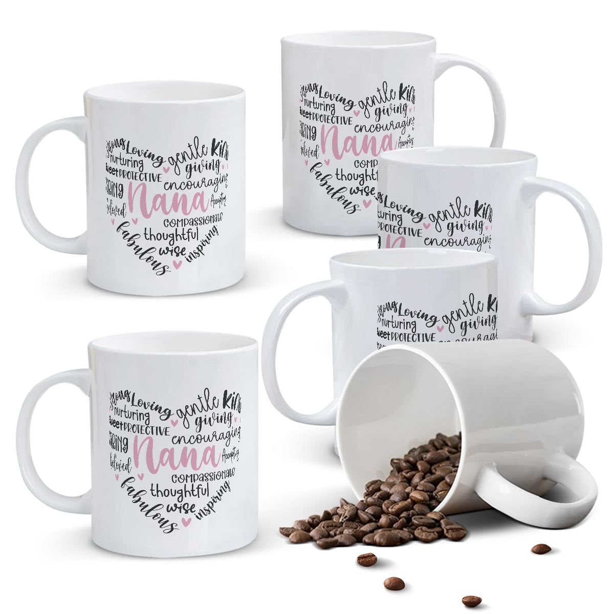 Alphynix 1 pièce mug hommage à mamie, tasse à café en céramique 11 oz avec cœur de mots d’amour, meilleur cadeau pour mamie, cadeau pour grand-mère anniversaire Noël Saint-Valentin