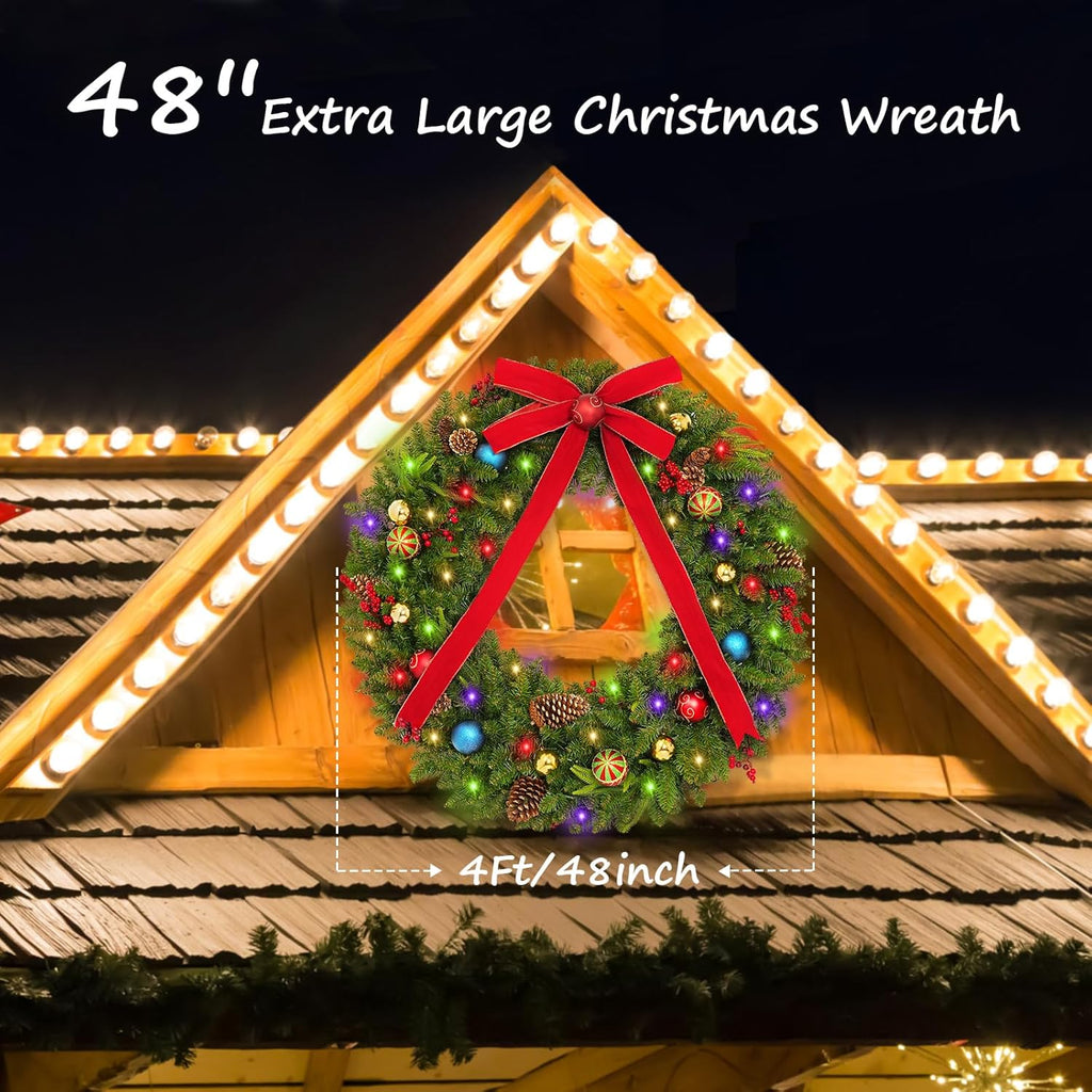 DDHS Couronne de Noël 48 pouces avec 200 lumières - 1 pièce