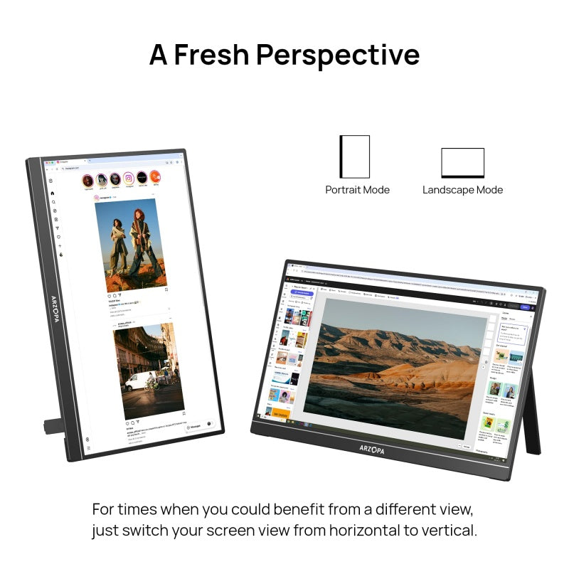 ARZOPA A1M Moniteur portable 17,3 pouces, grand écran portable avec affichage IPS HDR Full HD et pied, parfait comme second écran USB-C et HDMI pour ordinateur portable, PC, smartphone, PS5, Xbox