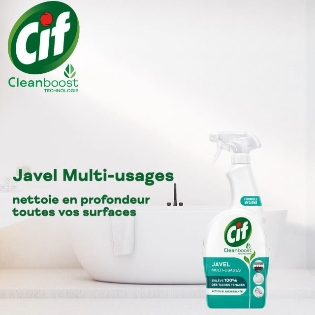 Cif Spray Nettoyant Multi-Usages, Formule Javel, 750 ml