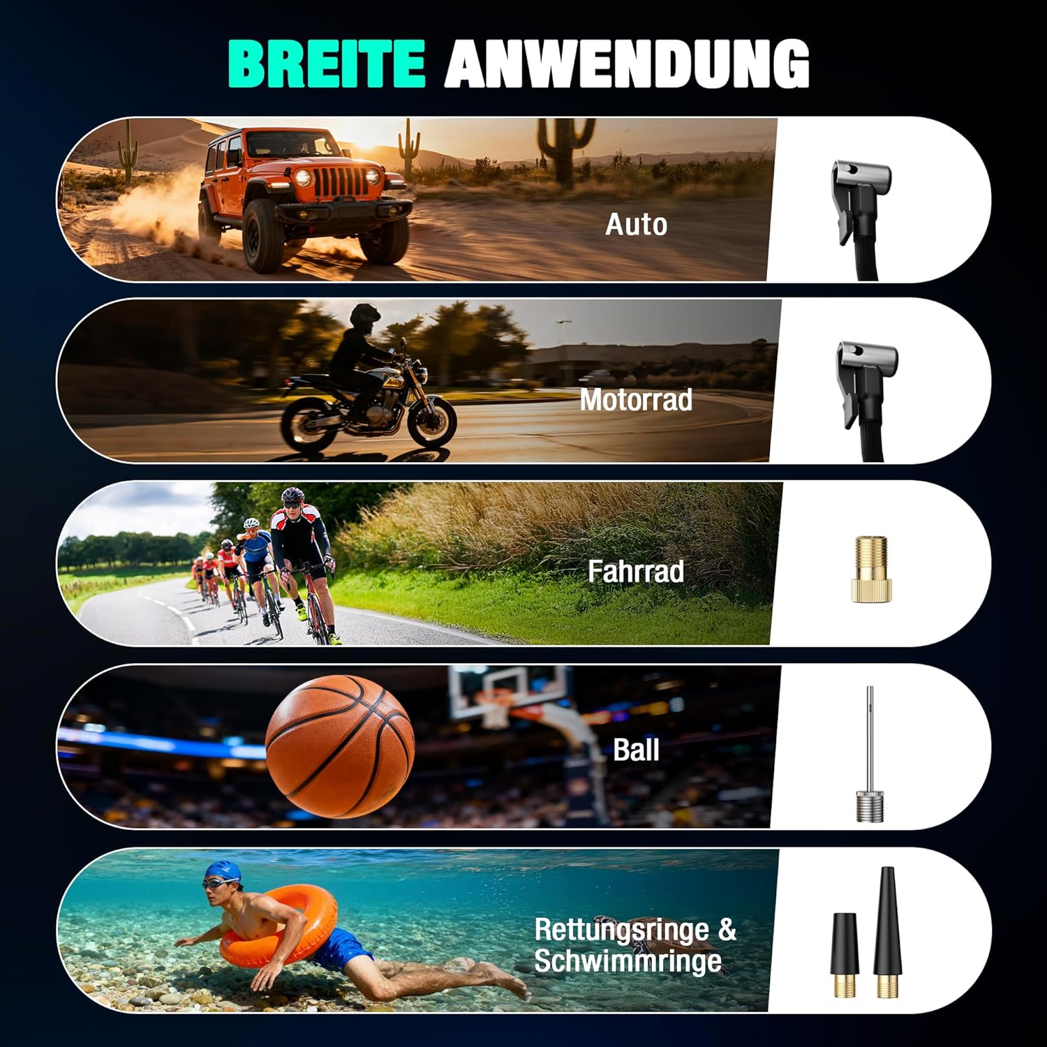 HAUSHOF Compresseur sans fil pour voitures Pompe à air portable avec batterie 2000 mAh 4 modes intelligents + mode manuel Affichage numérique Arrêt automatique pour pneus motos vélos ballons