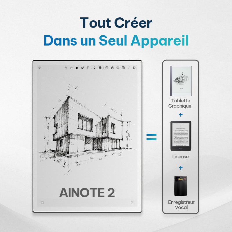 iFLYTEK AINOTE 2 tablette à encre électronique, tablette d’écriture 10,65" avec stylet, carnet numérique 4,2 mm, prise de notes par IA, prise en charge de ChatGPT, transcription en 16 langues, compatible Google Play pour réunions et études