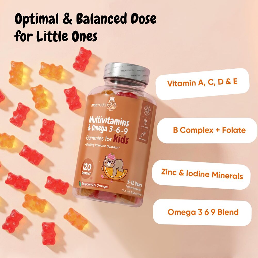 maxmedix Gommes multivitaminées pour enfants, 120 gommes