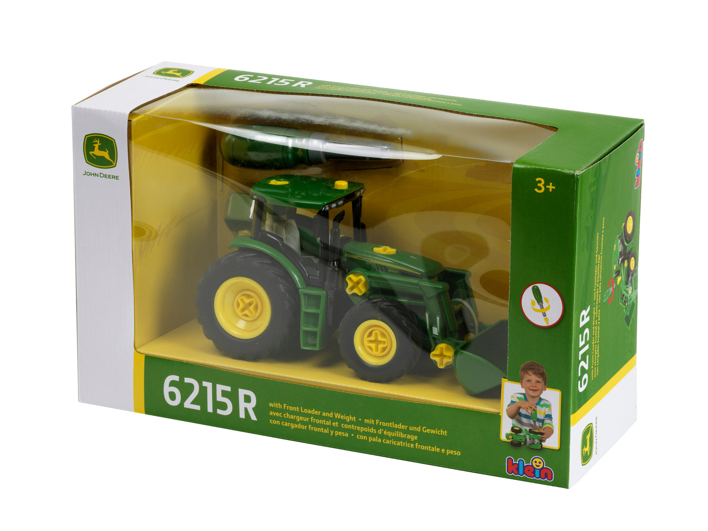 Klein John Deere Tracteur Jouet avec Chargeur Frontal Échelle 1:24 Boîte Fenêtre 3977
