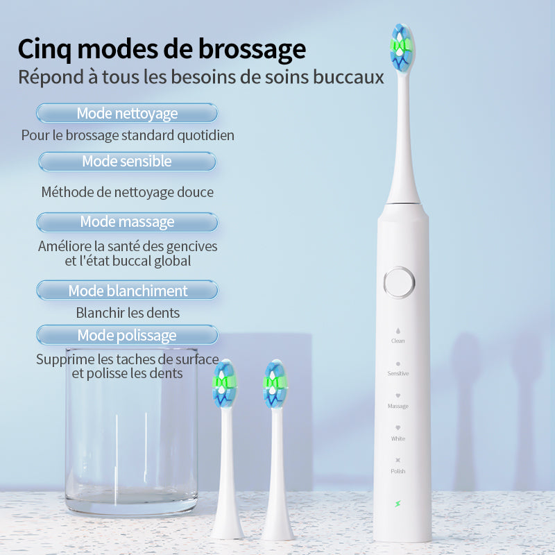 Rushi R-C32 Brosse à dents électrique, Tête de brosse sans cuivre, Étanche IPX7, Blanc