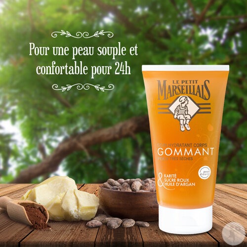 Le Petit Marseillais Soin Hydratant Gommant Corps Karité, Sucre Roux Et Huile D'Argan Tube 150 ml