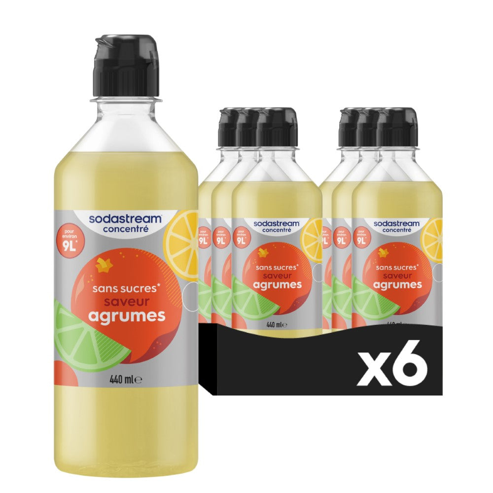 SodaStream Lot de 6 Concentrés Saveur Agrumes sans Sucres 440 ml | Préparez jusqu'à 54 L de Boisson