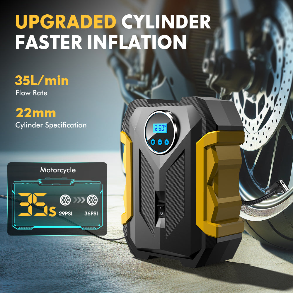 Carsun 150PSI Pompe intelligente 12 V, 150 psi avec écran numérique, éclairage LED, câble de 3 m