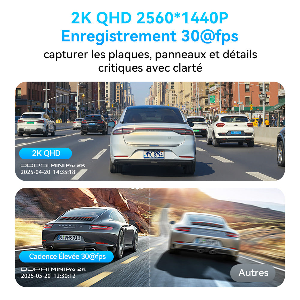 DDPAI MINI Pro caméra embarquée WiFi résolution 1440P angle de vue 121° vision nocturne contrôle vocal intelligent prise en charge de la surveillance de stationnement 24 heures