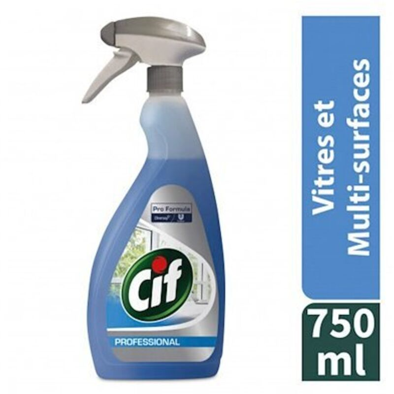 CIF Pro Formula Nettoyant vitres et multi-surfaces prêt à l'emploi sans traces séchage rapide 750 ml