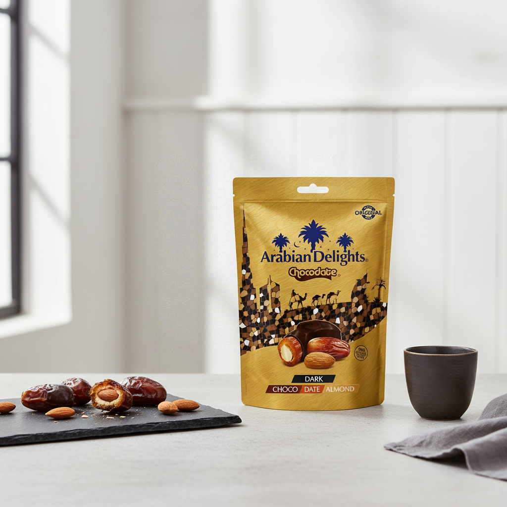 CHOCODATE Arabian Delights Dattes enrobées de chocolat avec amandes - 90 g
