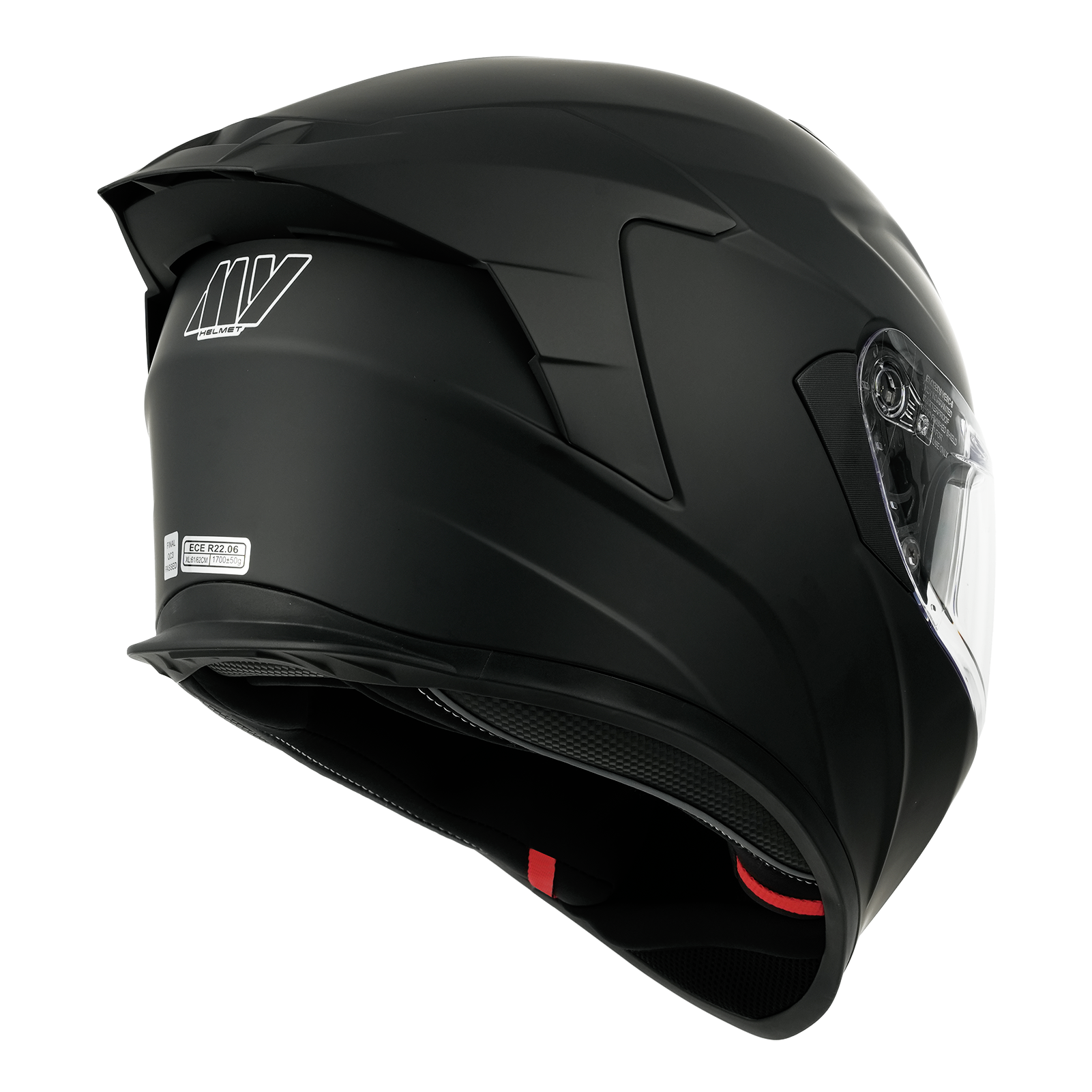 MY-936 Casque de moto intégral, avec visière solaire, approuvé ECE 22.06, unisexe pour hommes et femmes, noir mat, taille XXL