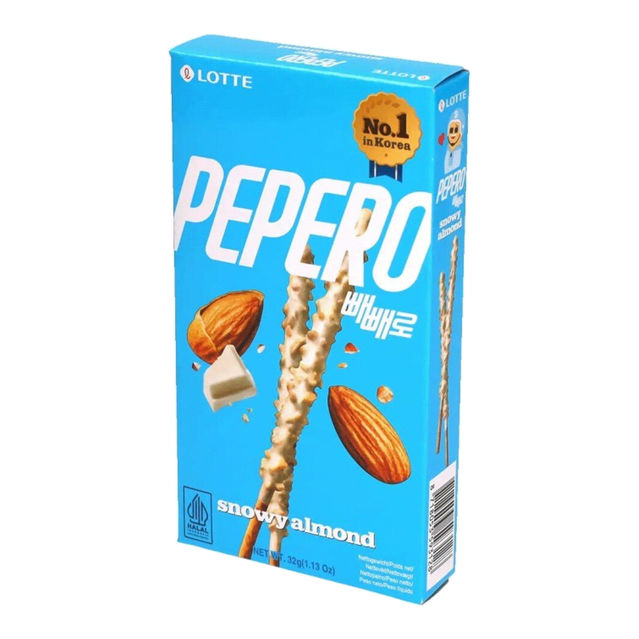 LOTTE Pepero Bâtonnets de Biscuit Enrobés de Chocolat Blanc aux Amandes 32 g