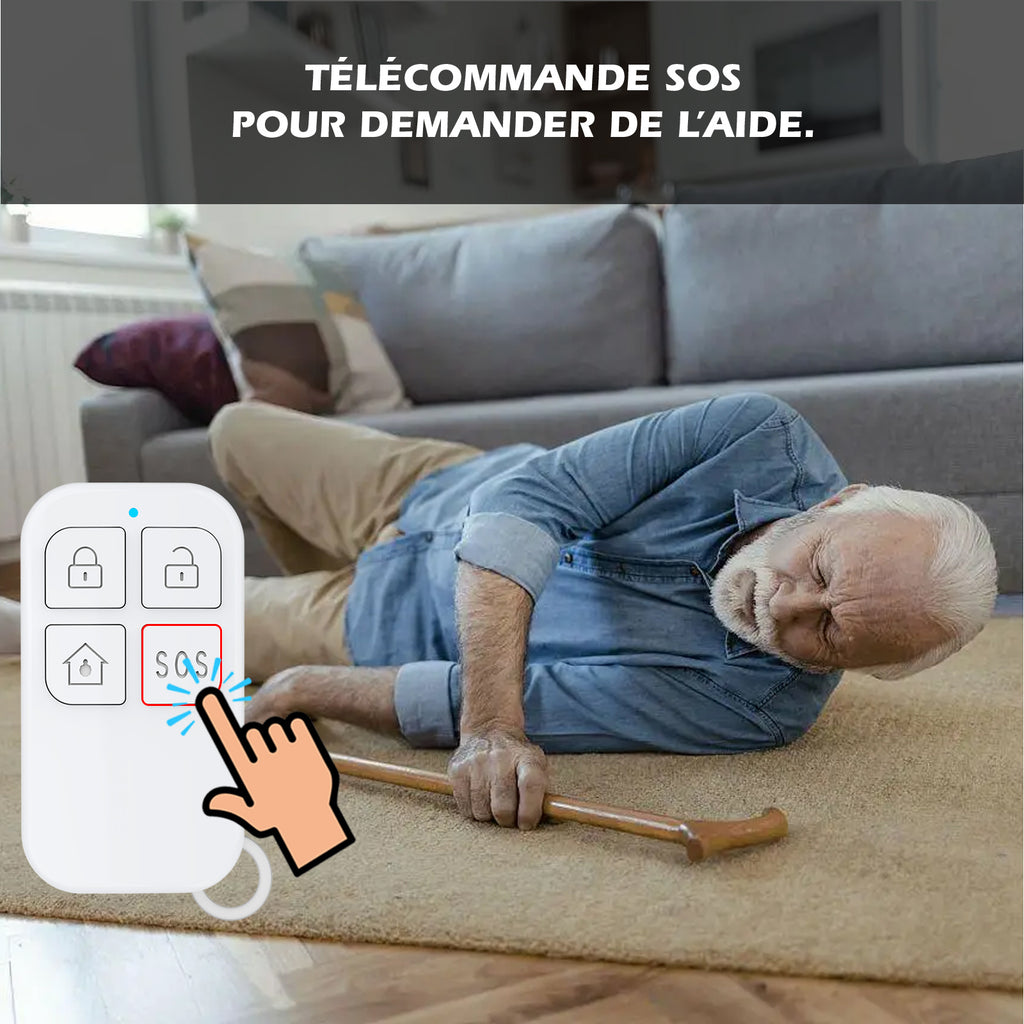 KYF Hikers Kit d’alarme extensible connecté Wi-Fi 434 MHz avec caméra IP 4 MP, sirène intégrée 90 dB, détecteur de mouvement, capteur porte/fenêtre et deux télécommandes