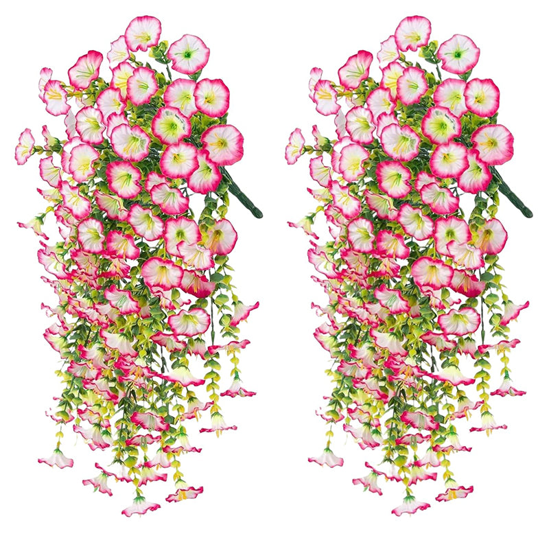 Yuejia Lot de 4 plantes suspendues artificielles réalistes, fleurs d’ipomée en fausse soie, lianes retombantes