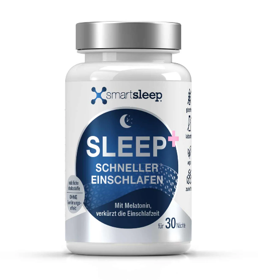 smartsleep SLEEP+ 30 Gélules de sommeil, avec 1 mg de mélatonine, ashwagandha, mélisse, passiflore et magnésium, fabriqué en Allemagne, vegan