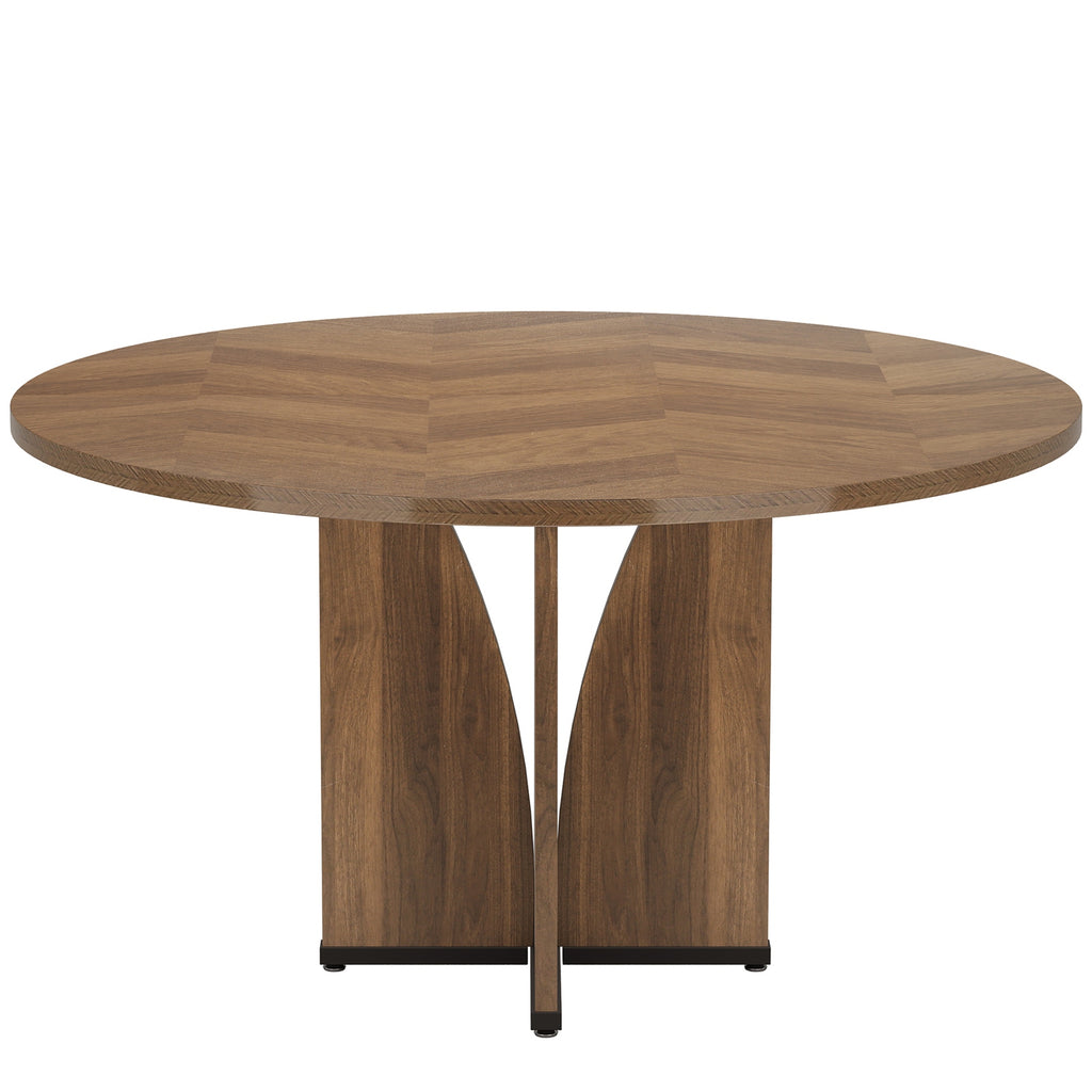 LANTINE Table à manger ronde pour 4 style ferme plateau aspect bois marron diamètre 100 cm hauteur 75 cm