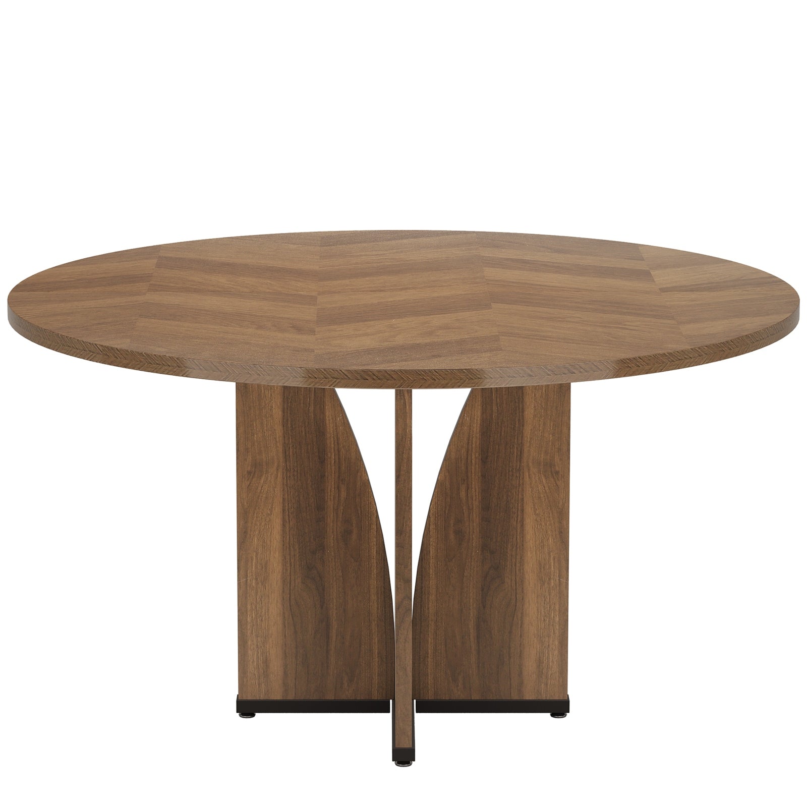 LANTINE Table à manger ronde pour 4 style ferme plateau aspect bois marron diamètre 100 cm hauteur 75 cm