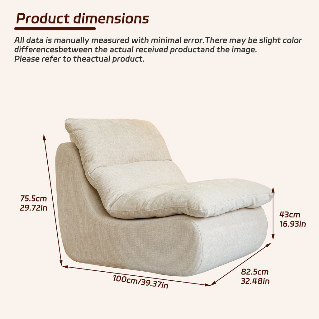 Un fauteuil à mémoire de forme haute densité, chaise de salon confortable en velours chenille, chaise de lecture détendue, pour salon, chambre, salle de jeux, blanc