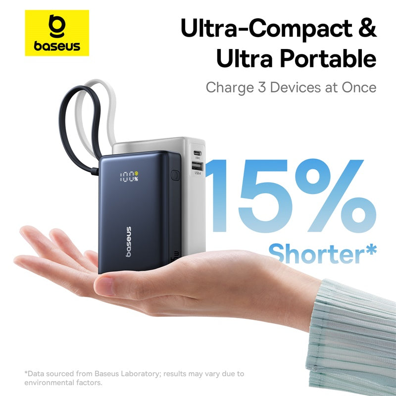 Baseus PicoGo Batterie externe numérique 10000mAh 45 W compatible iPhone 17 - Noir interstellaire