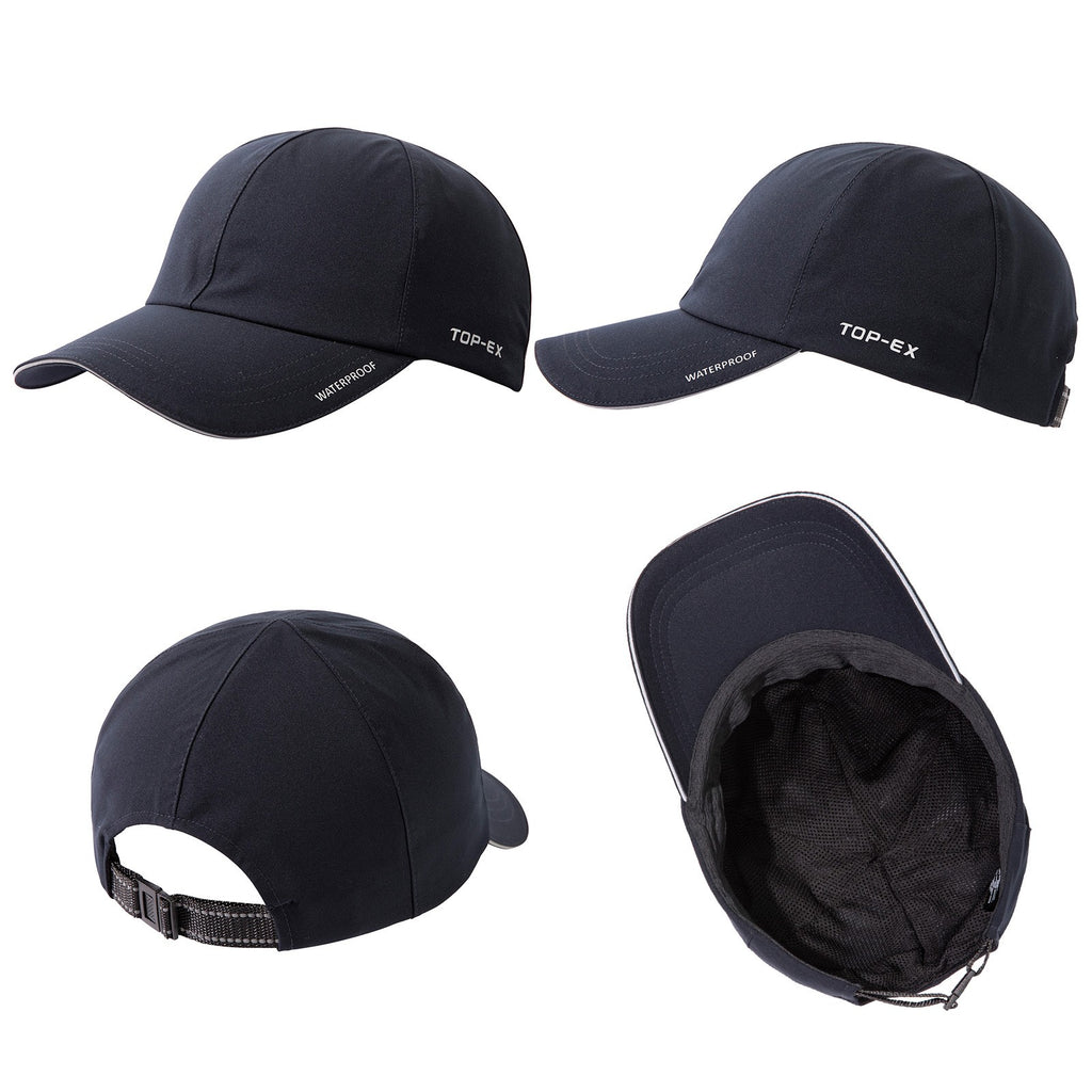 TOP-EX Casquette de course imperméable haute performance Tous temps Style baseball souple Urban Storm M/L Bleu marine