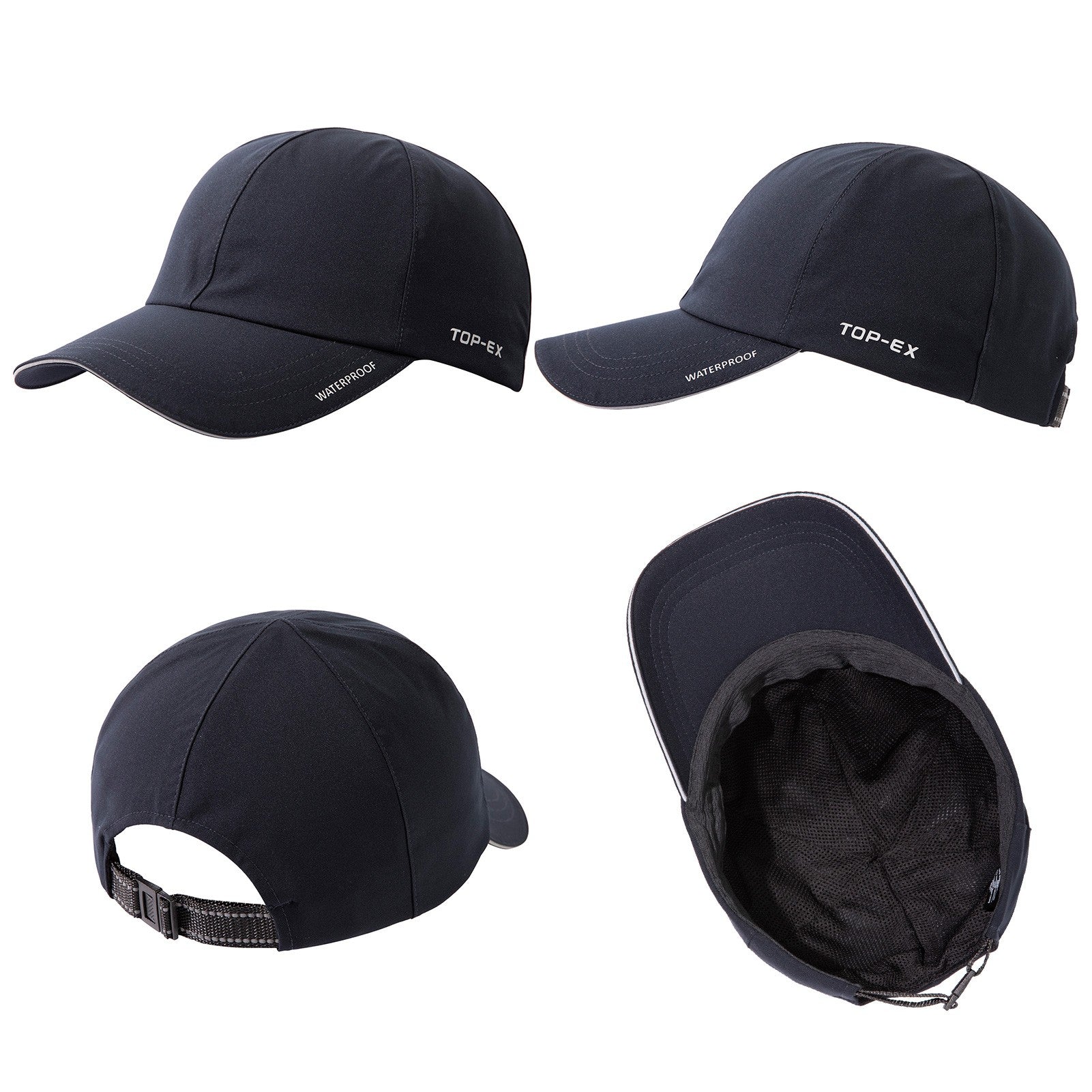 TOP-EX Casquette de course imperméable haute performance Tous temps Style baseball souple Urban Storm M/L Bleu marine