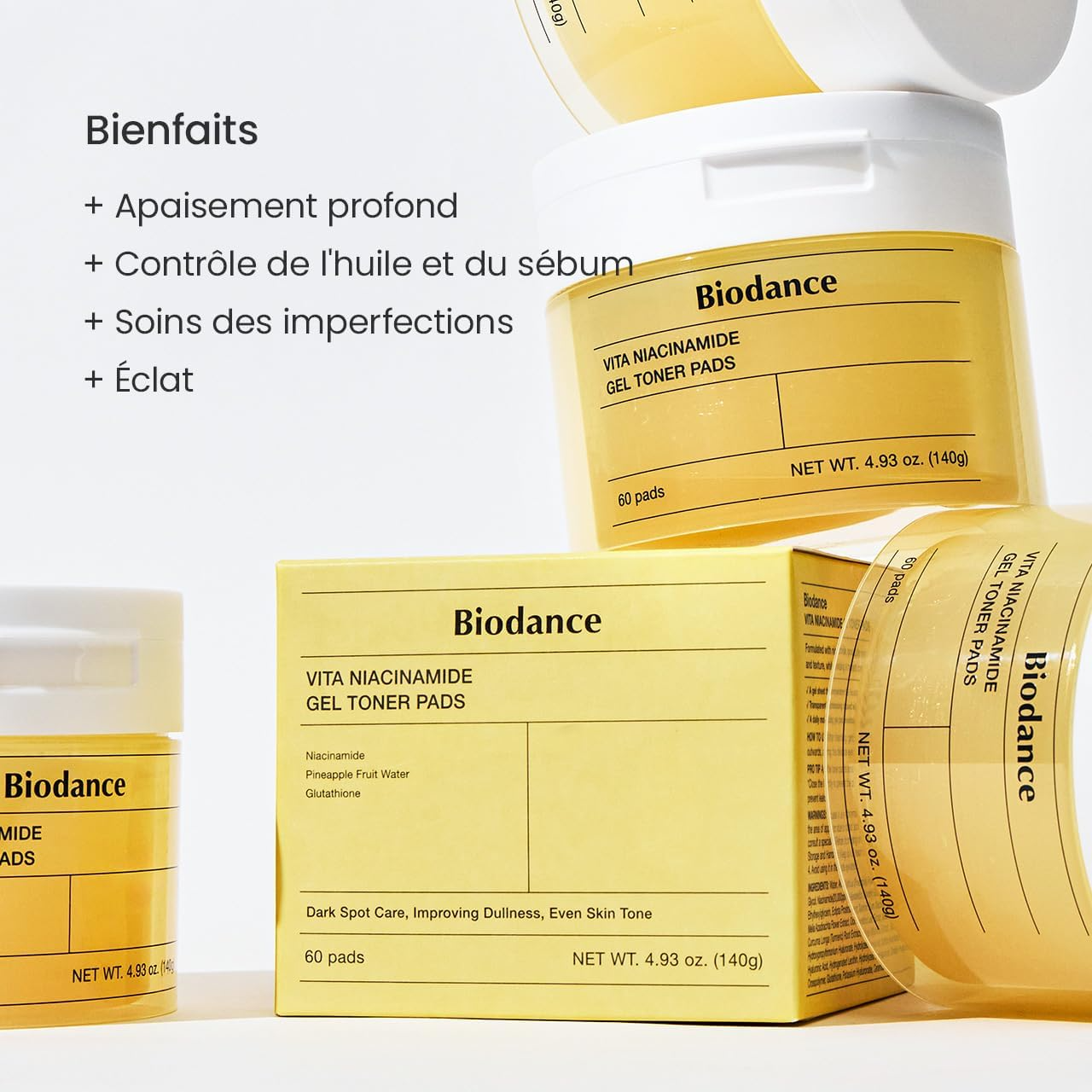 Biodance Vita Niacinamide, pads tonifiants en gel - 60 pièces