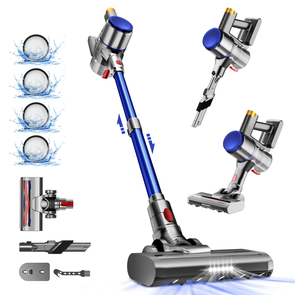 Aspirateur sans fil Daynee, 45000 Pa, 50 min, 1,6 L, 4 filtres HEPA, pour poils d'animaux, tapis, sols durs