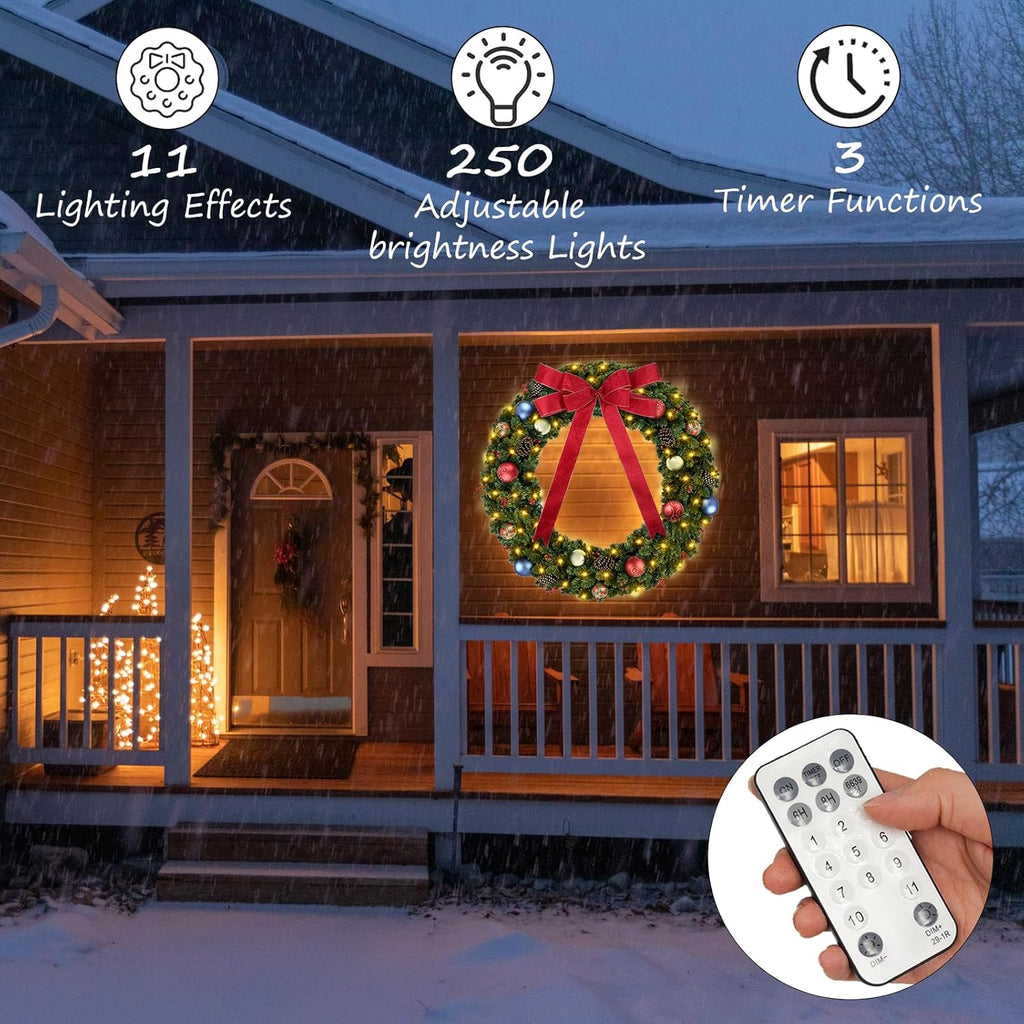 DDHS Couronne de Noël 60 pouces avec lumières - 1 pièce