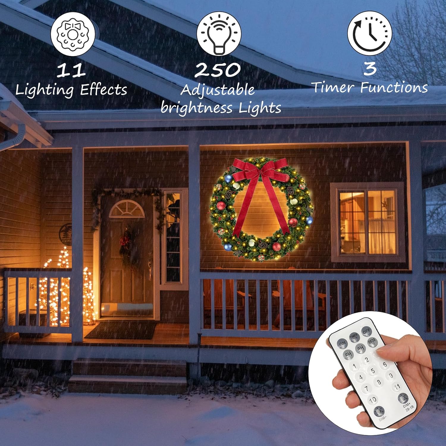 DDHS Couronne de Noël 60 pouces avec lumières - 1 pièce