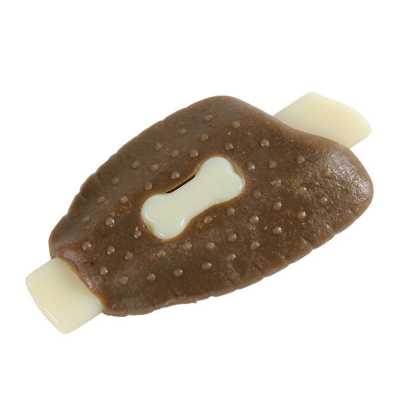 BLINKIT Jouet à mâcher en forme d’aile de poulet en cuir de vachette et nylon pour chiens - 15 × 8 × 3 cm