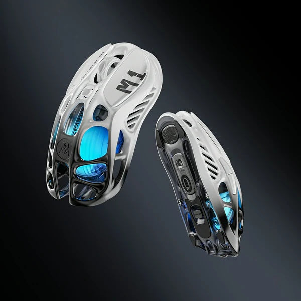 Souris gaming sans fil GravaStar Mercury M1 Pro, 26 000 DPI, taux d'interrogation 4K, capteur PAW3395, ultra-légère (88 g), Bluetooth/2,4 G/filaire, RGB, 5 boutons programmables - Noir dégradé