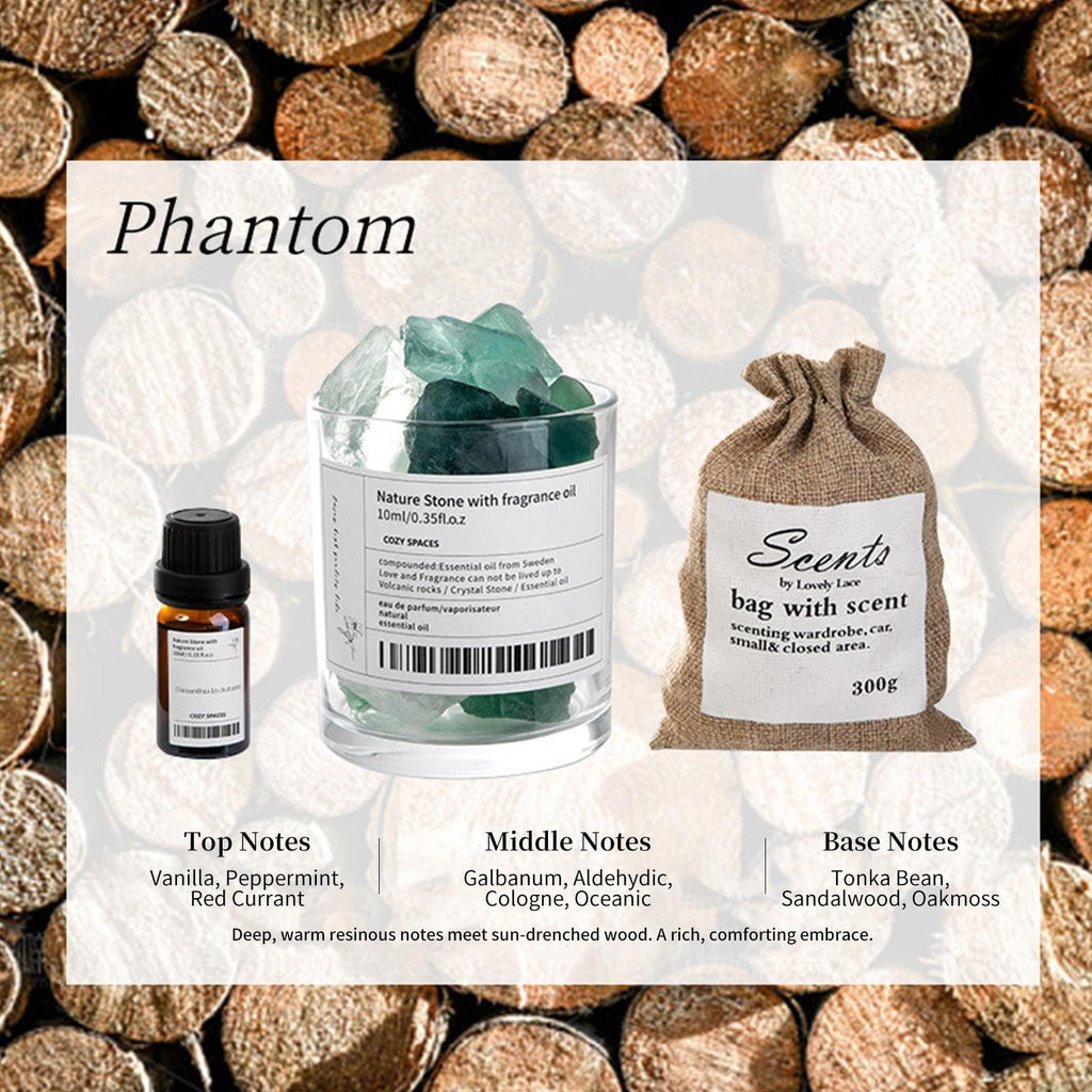 Zooly Coffret cadeau avec diffuseur de parfum en cristal vert, Enchanted Wood Phantom - 380 g