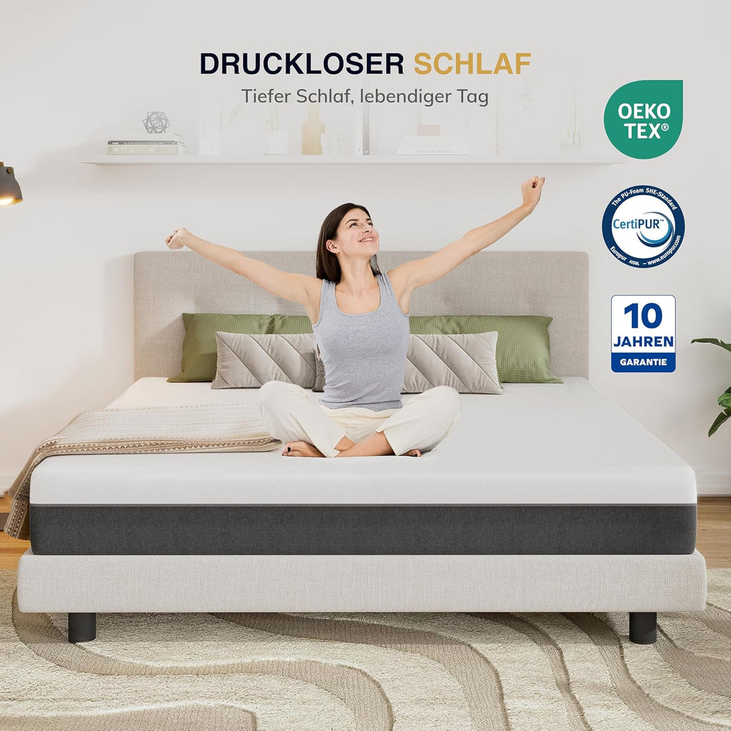 EGO HOME Matelas 180 x 200 cm, Matelas en mousse froide H3 de 20 cm d'épaisseur avec mousse froide à 3 couches et utilisable des deux côtés, Soulagement de la pression