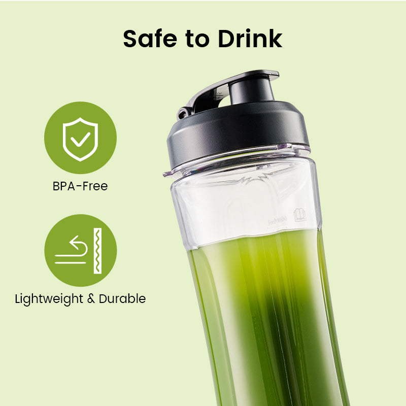 ochama Blender Portable 300W, 600ml Mini Smoothie Maker avec Gourde, Compact pour la Maison, Commande à Une Touche, Glace Pilée, Lames Amovibles, Milkshakes, Jus, Nourriture Bébé, Boissons Fraîches