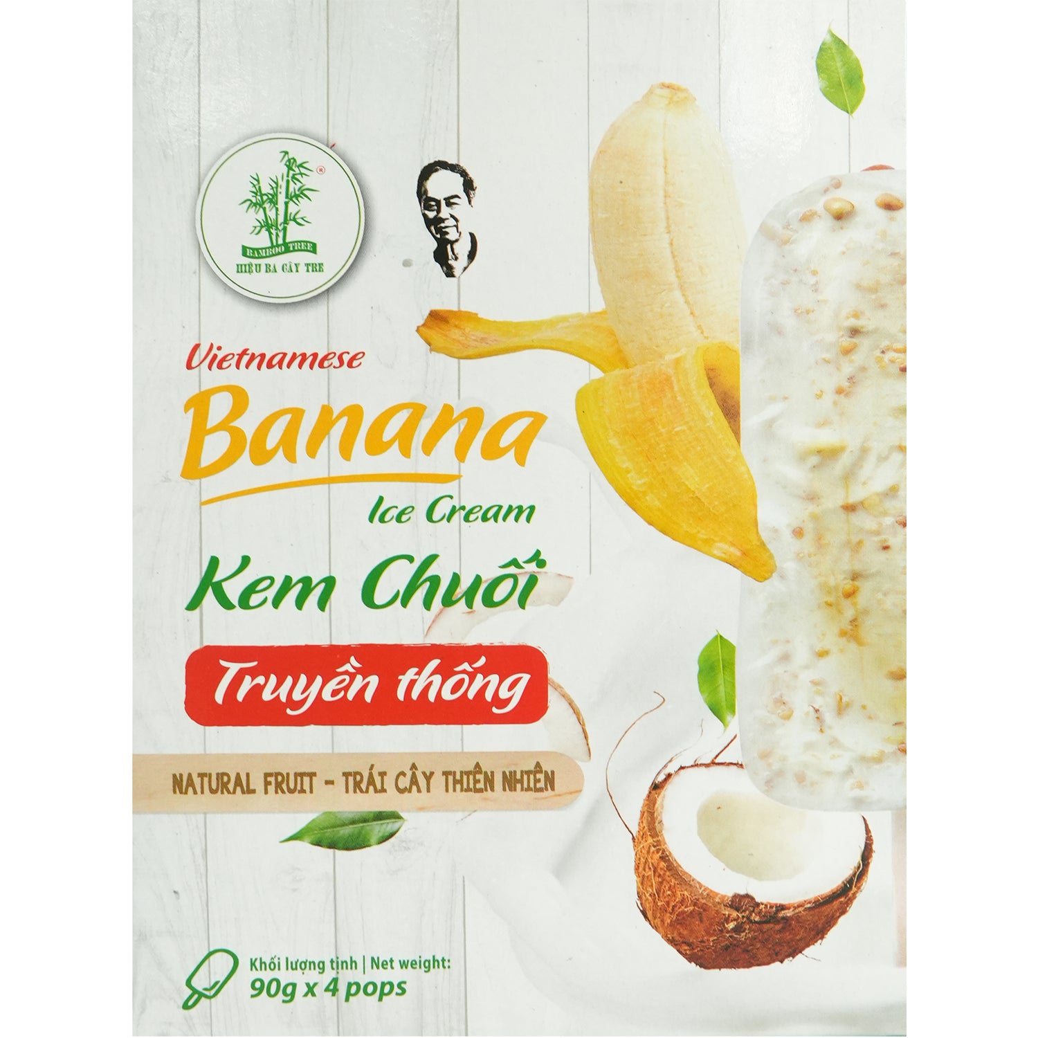 BAMBOO TREE Bâtonnet glacé à la banane - 4 x 90 g