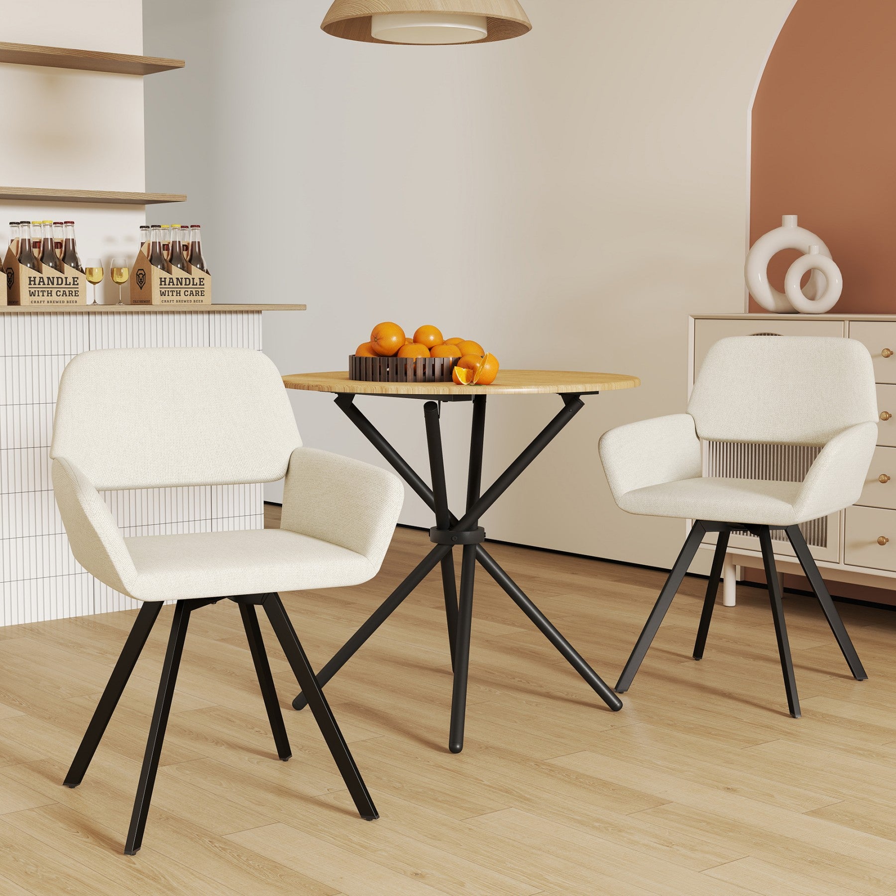 URBAN MEUBLE Chaise de salle à manger CALIFORNIA - Beige (Lot de 2)