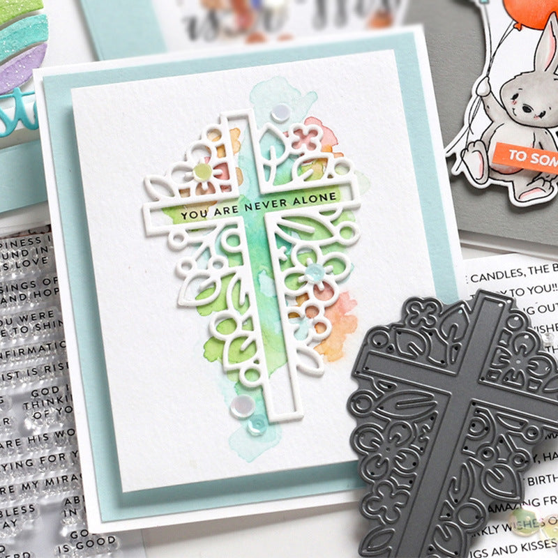 WhereHike Set de matrices de découpe en métal Croix pour carterie, scrapbooking et loisirs créatifs, kit d'outils de gaufrage, découpes religieuses pour albums, papier créatif