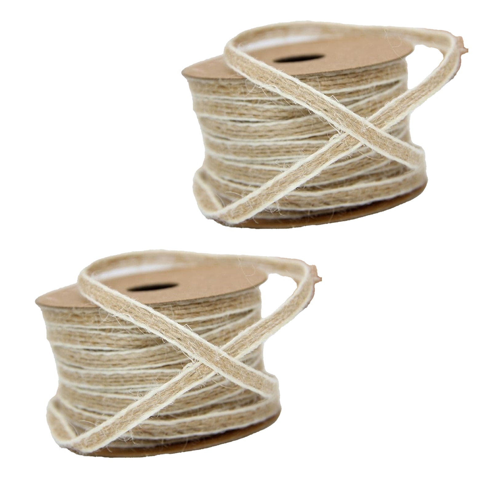 JU7CER Rouleau de filet en jute 2 pièces avec cordon en lin jaune et ruban tissé nœud décoratif DIY pour les arts de Noël et l'emballage de la ligne de pêche Longueur : 10 m, largeur : 0,6 cm