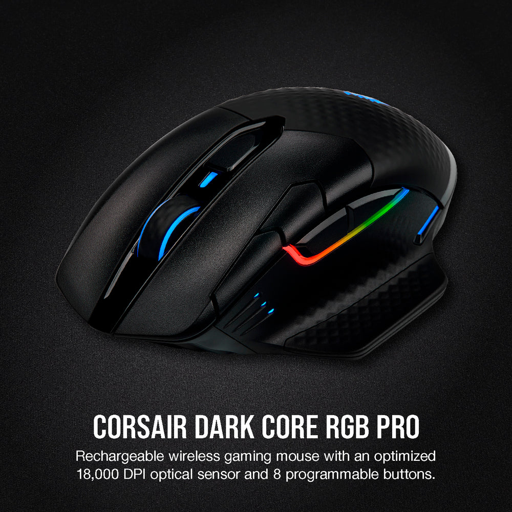 CORSAIR Dark Core RGB PRO Souris de Jeu sans Fil - 18000 DPI 8 boutons - noir