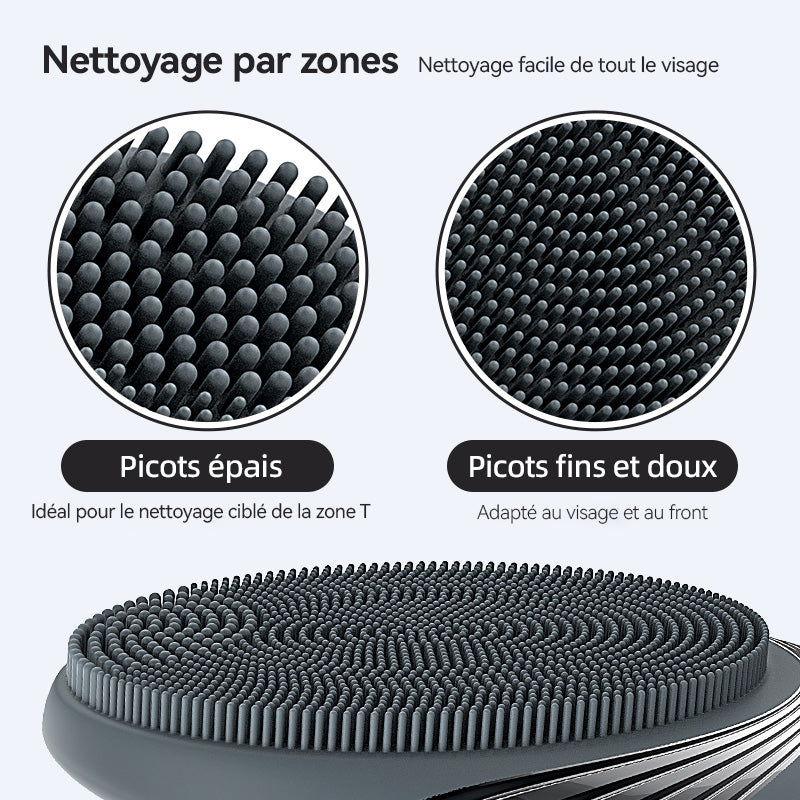 SUNLUXY JMY-103 Brosse nettoyante pour le visage, 5 modes de vibration, nettoyage en douceur avec tête de brosse en silicone, conception portable avec anneau de suspension - Noir